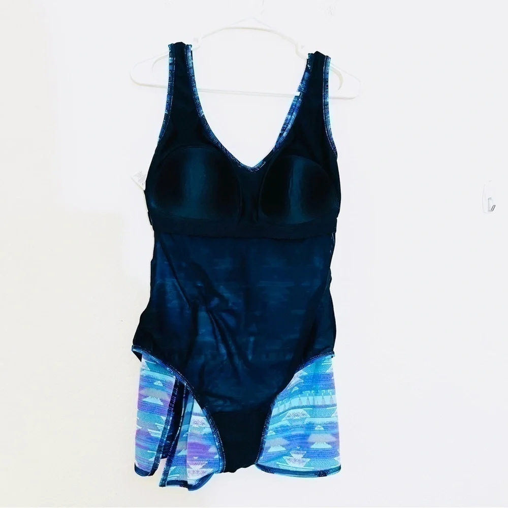 Coldwater Creek One Piece Swimwear Women Size 12 Blue/Black
